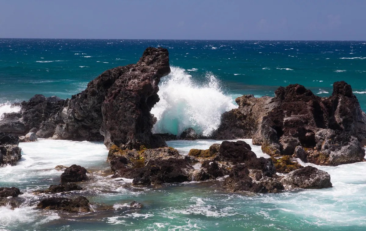 Ancient volcanic coastline at Kohanaiki showing traditional Hawaiian fishing and gathering areas