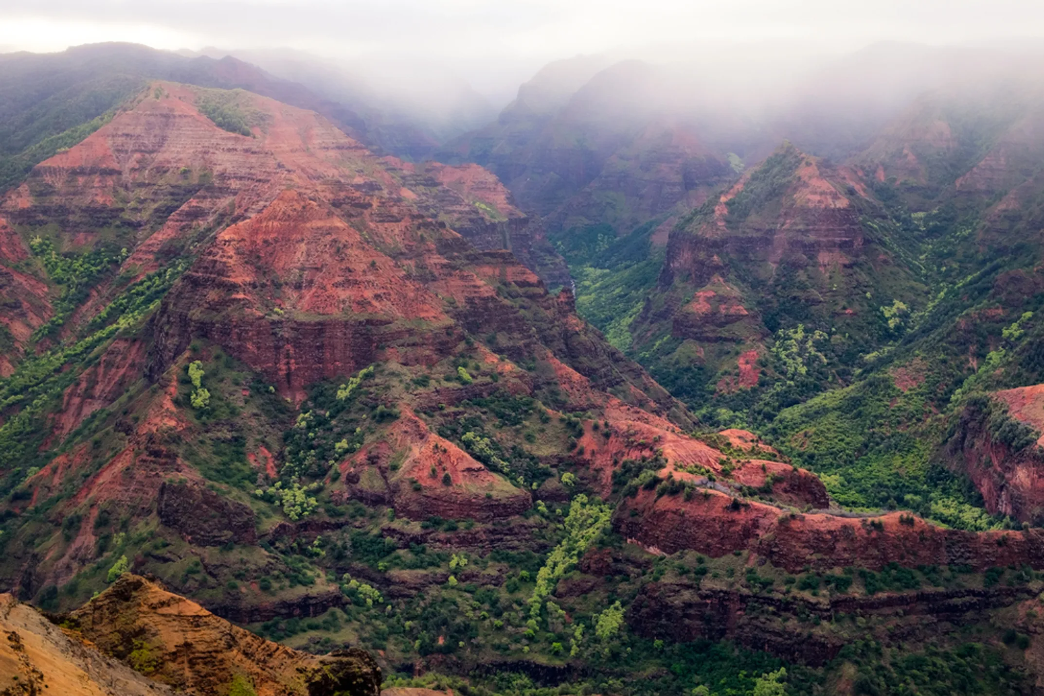 Waimea Canyon panoramic view at sunrise