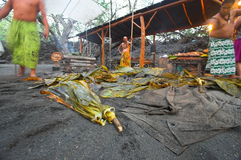Traditional Hawaiian luau with imu ceremony and cultural performances
