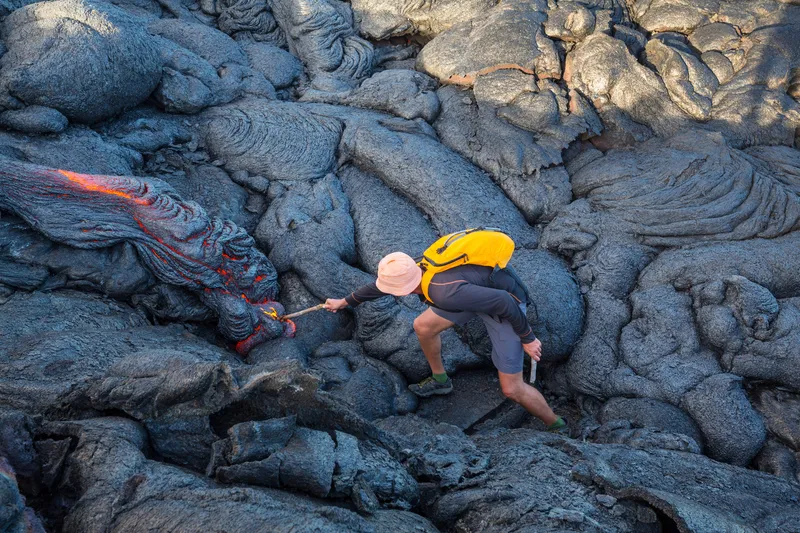 Lush tropical valley landscape on Big Island with hiking trails and volcanic formations