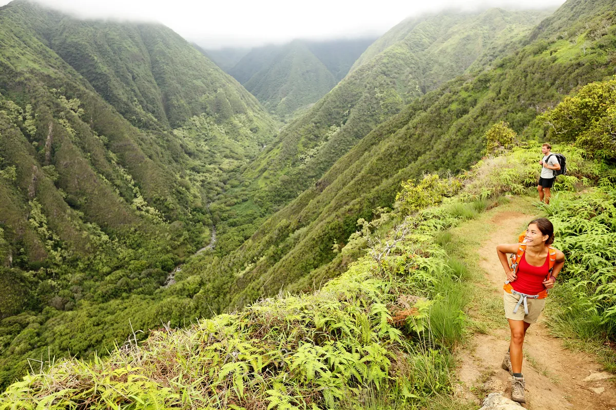 Hikers exploring Big Island's dramatic volcanic landscapes