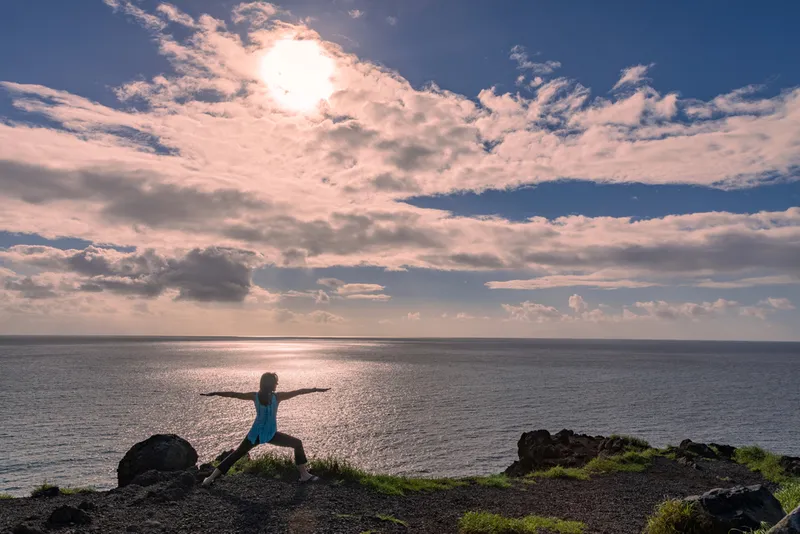 Peaceful Hawaiian landscape showing the connection between land and sea on Maui