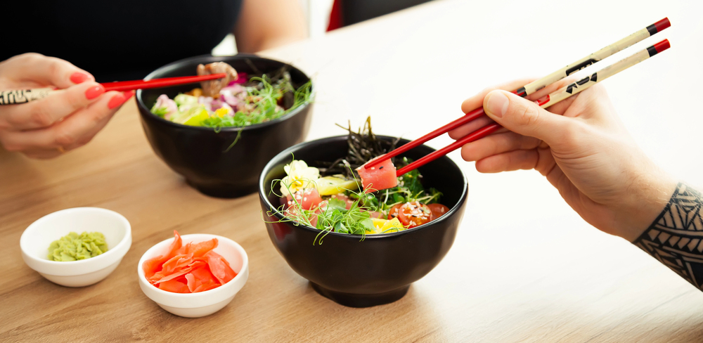 Hawaiian poke bowl with fresh ingredients