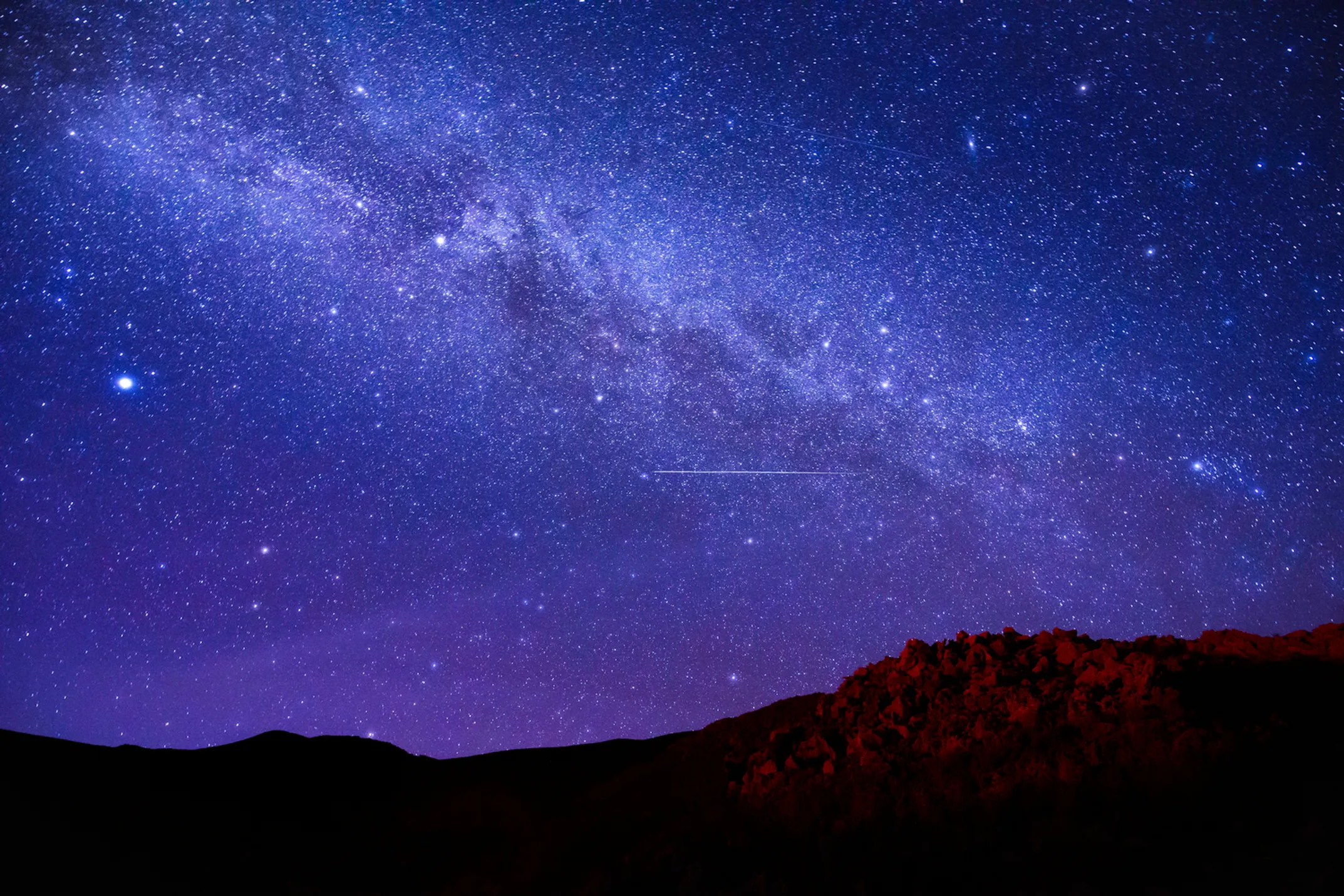 Stargazing on Maunakea with the Milky Way stretching across the night sky