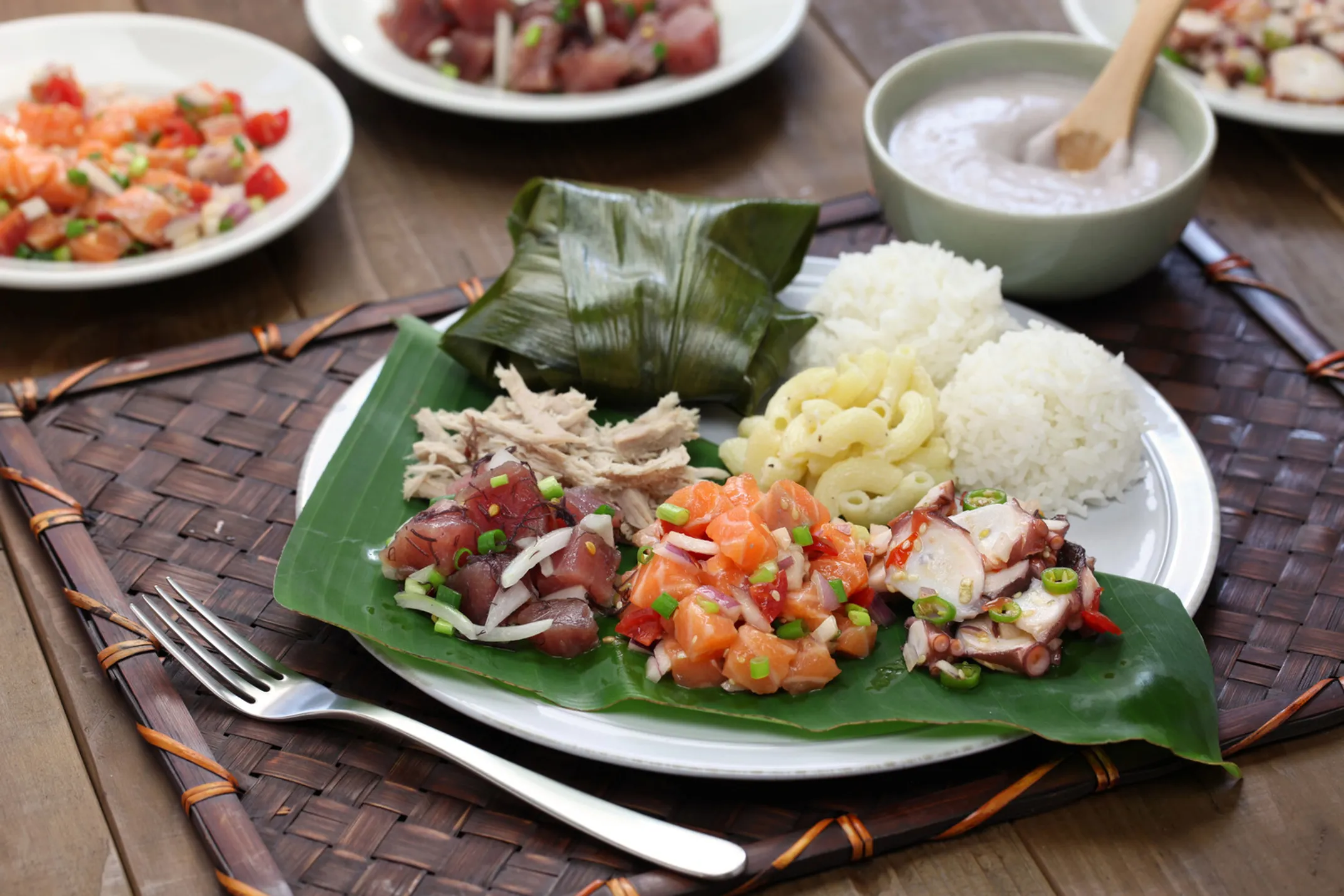 Traditional Hawaiian feast with authentic local dishes