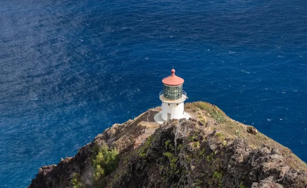 The steep but paved trail leading up to Makapu'u Point Lighthouse with ocean views