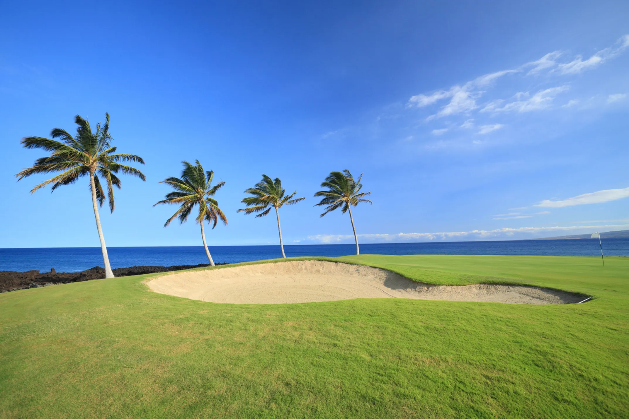 Oahu golf course with Diamond Head in background