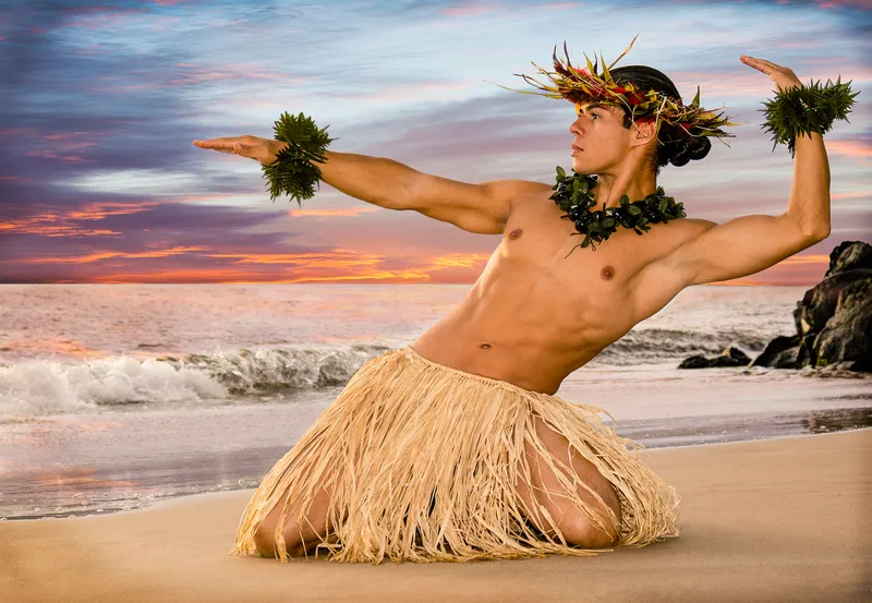 Traditional hula implements and instruments used in sacred dance