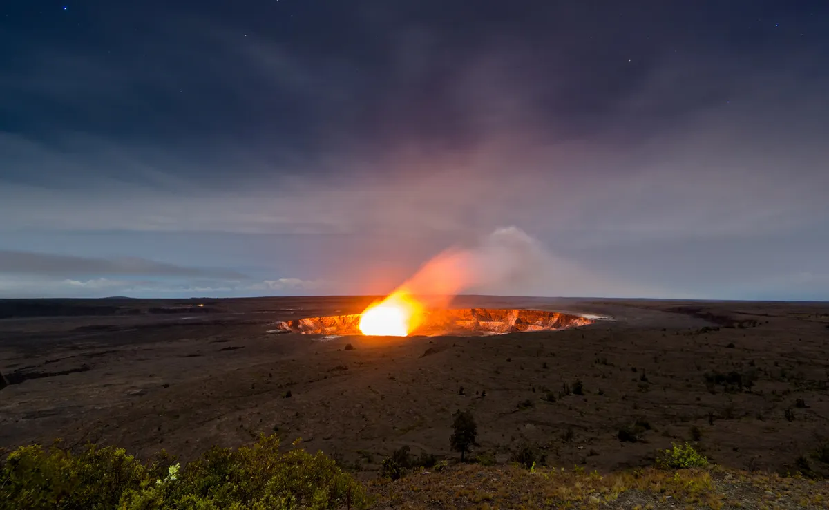 Volcano lodging accommodation surrounded by lush tropical vegetation