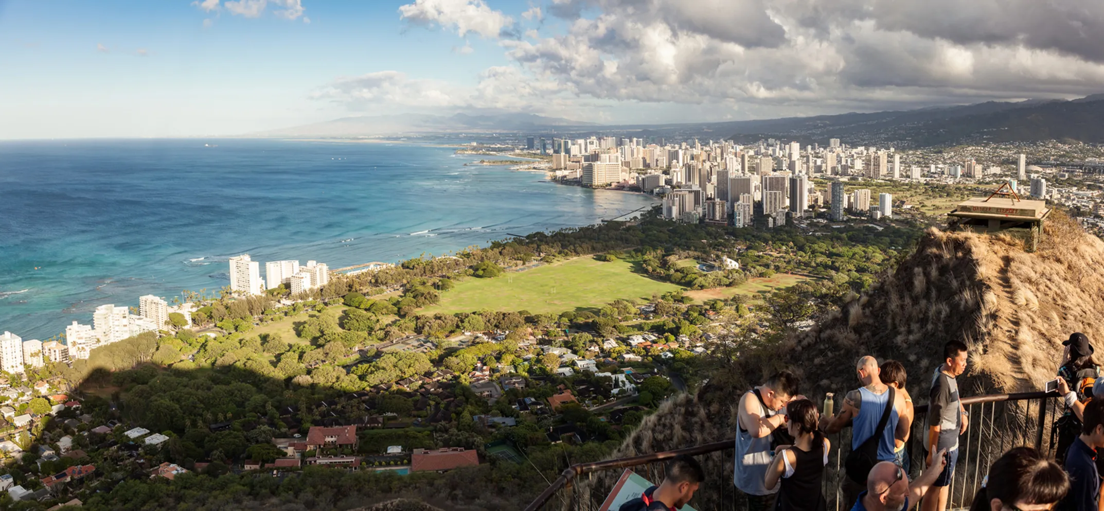Stunning view of Oahu's coastline with Diamond Head and Waikiki Beach